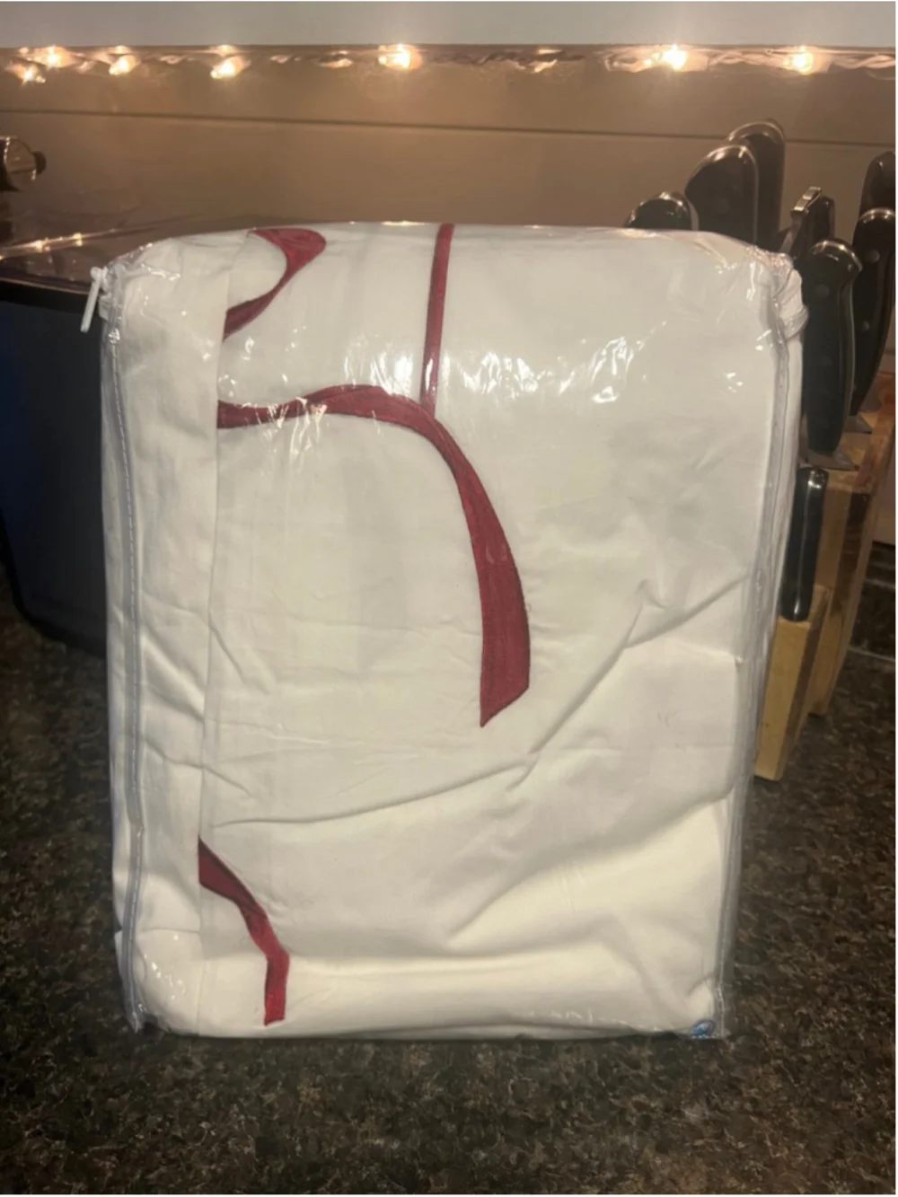 NWT Monique Lhuillier x Pottery Barn Nell Embroidered Red Bow Queen Duvet Cover